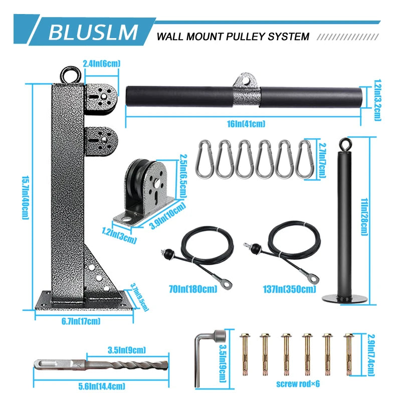 Wall-Mounted Gym Pulley System - Multi-Functional Cable Machine