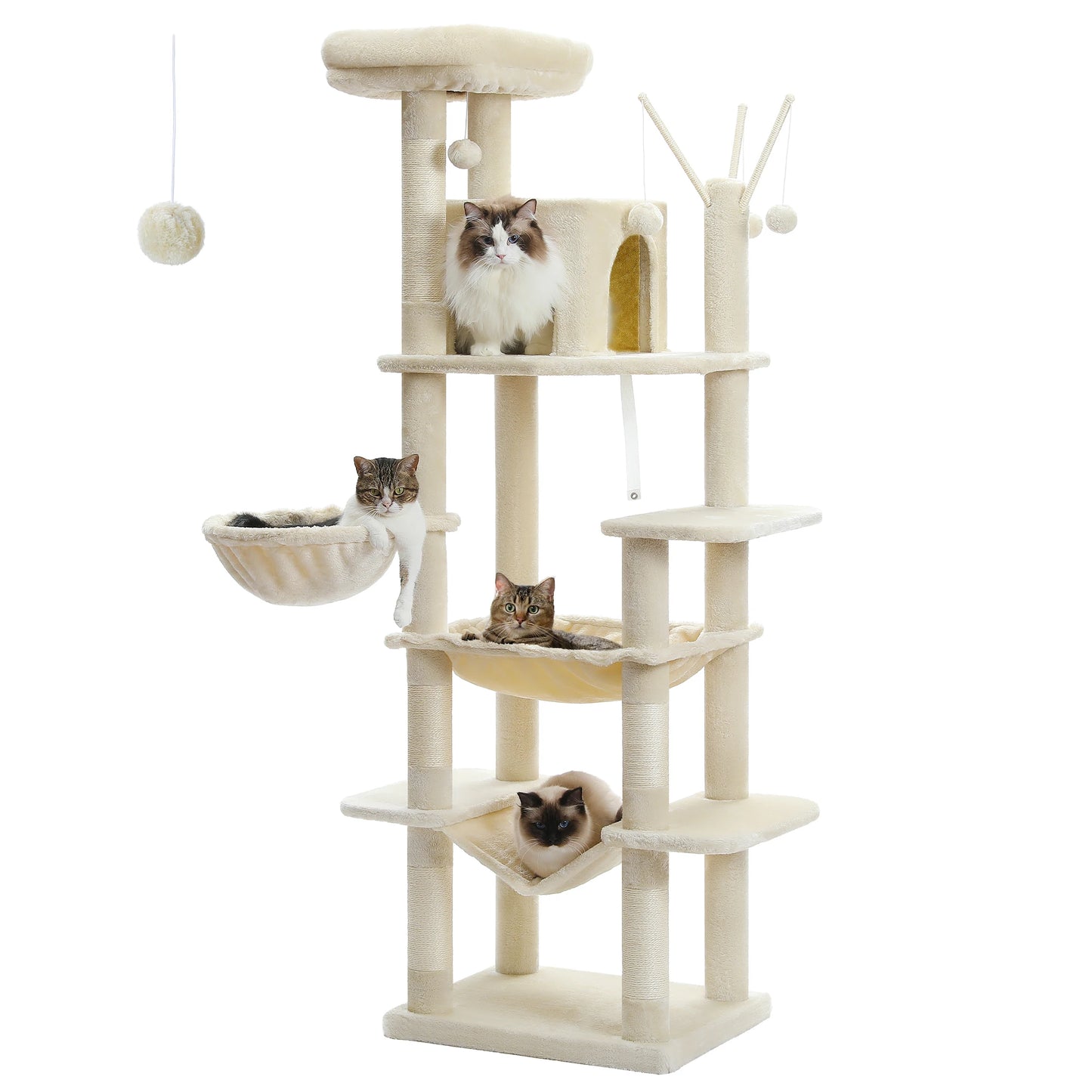 Large Cat Tree Tall Cat Tower for Indoor Cats Multi-Level Plush Cat Condo