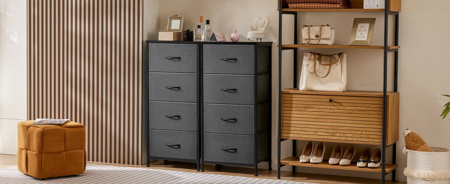 Dresser For Bedroom With 4 Fabric Drawers Nightstand Wardrobe