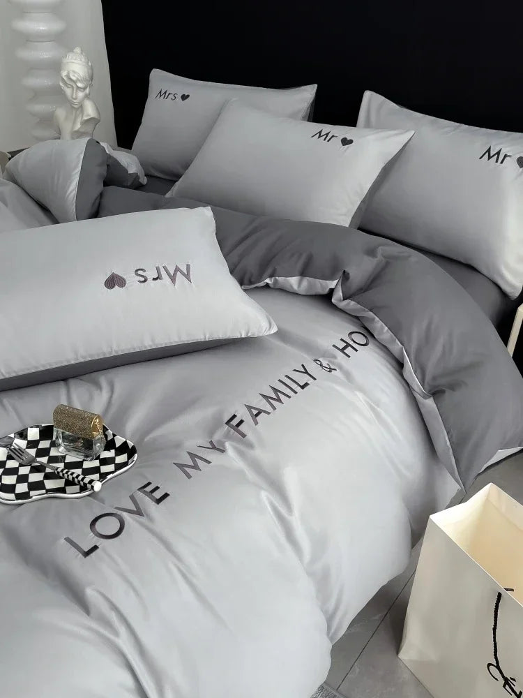 Nordic Luxury Egyptian Cotton Bedding Set King Queen Double Twin Size