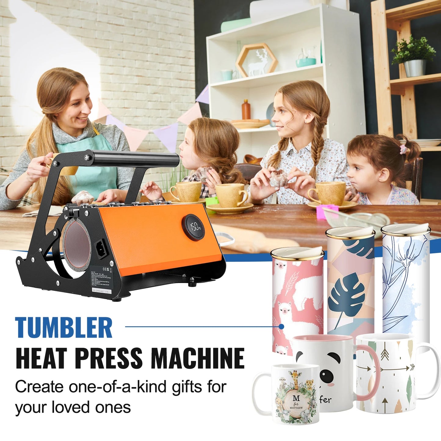 Cup Tumbler Heat Press Touchscreen DIY Ceramic Mug Heat