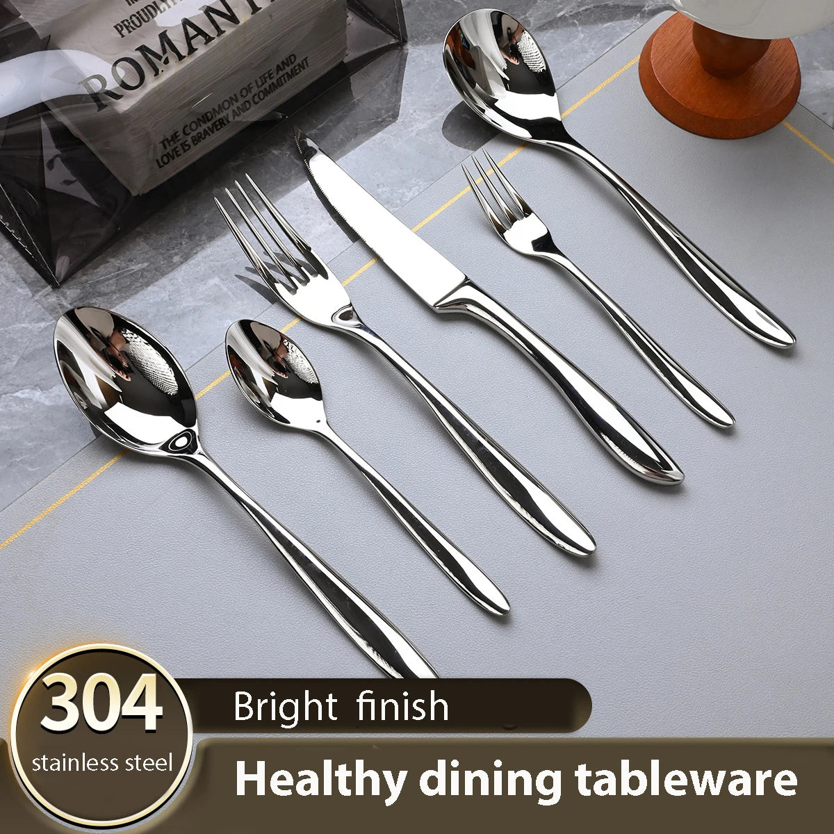 6Pcs stainless steel  high-end tableware steak, knife, fork and spoon set ,cutlery set