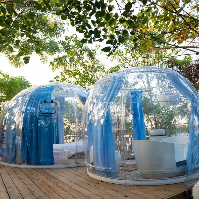 360° Transparent Bubble Room PC Dome House Glamping Starry Sky Room