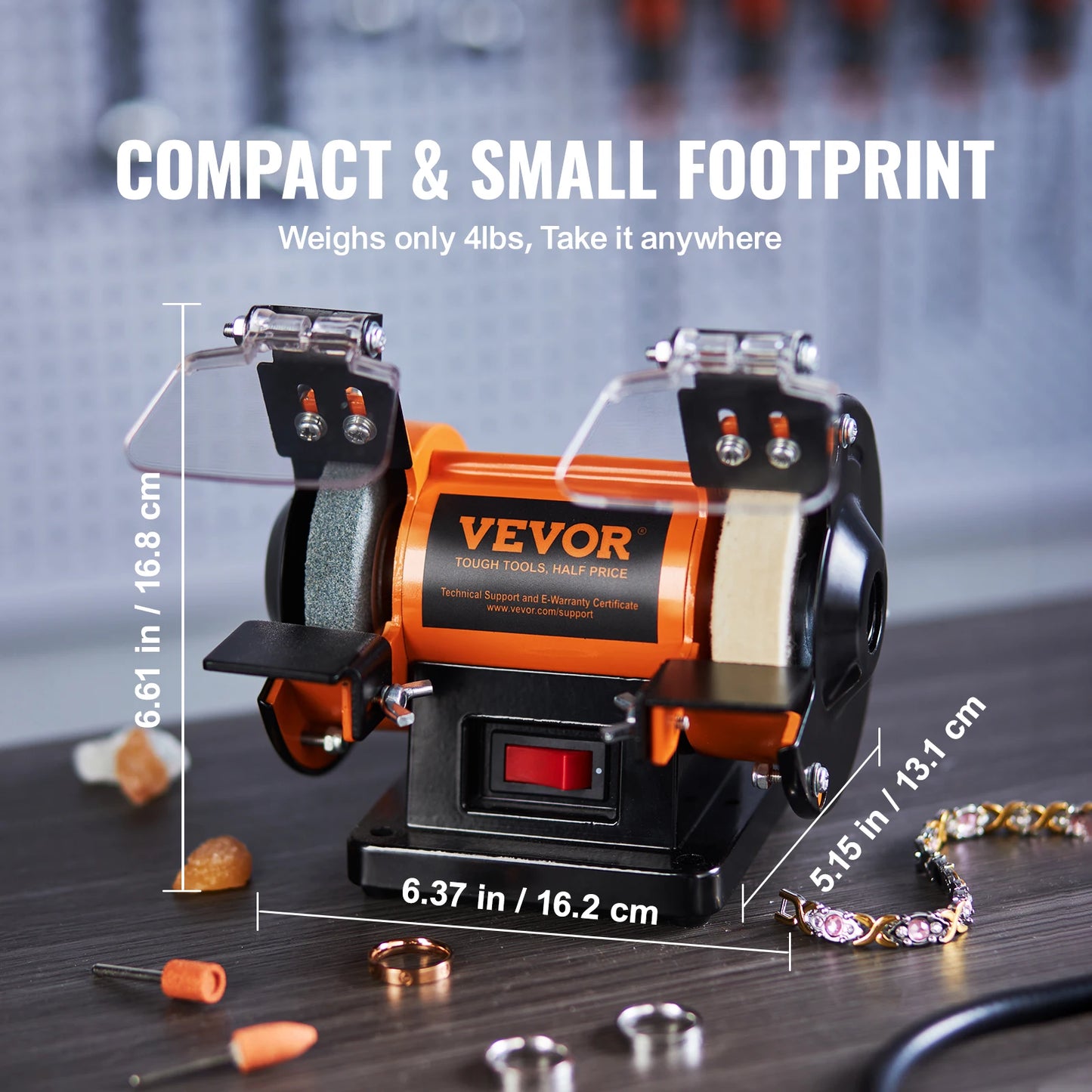 3in Jewelry Polisher Buffer Brushless Adjustable Speed Bench Grinder Polishing Machine