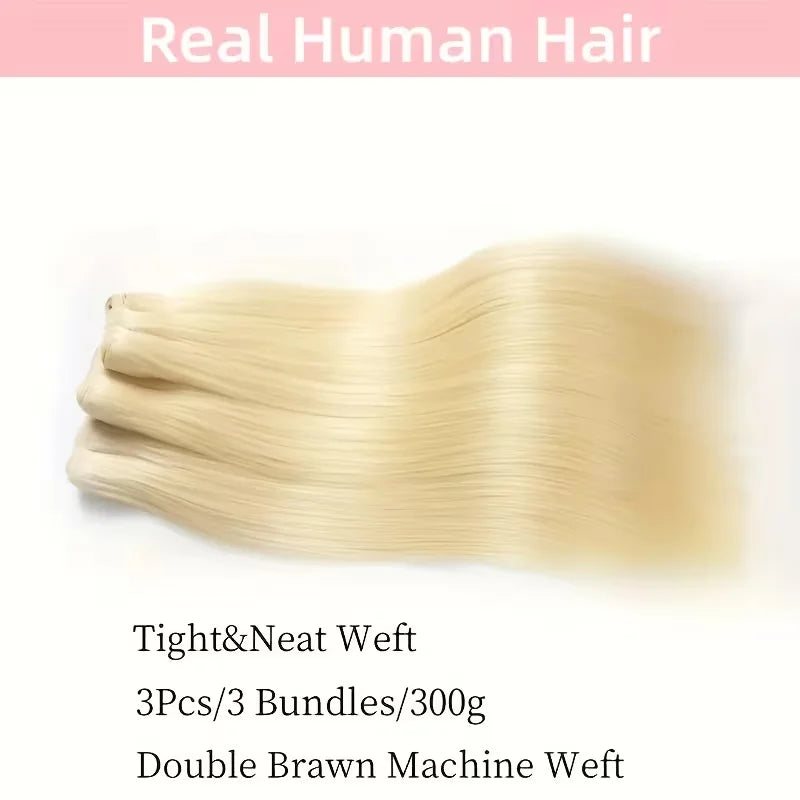 Straight 613 Blonde Color1/3/4 Brazilin an Hair Bundles Sight Weave Remy Human Hair Wig