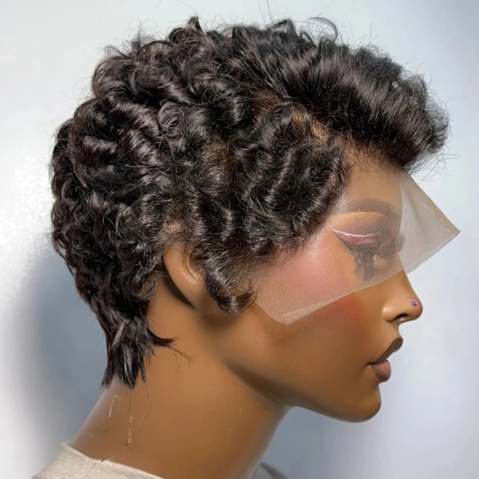 613 Blonde Pixie Cut Short Bob Loose Wave 100% Human Hair Wig Chocolate Brown