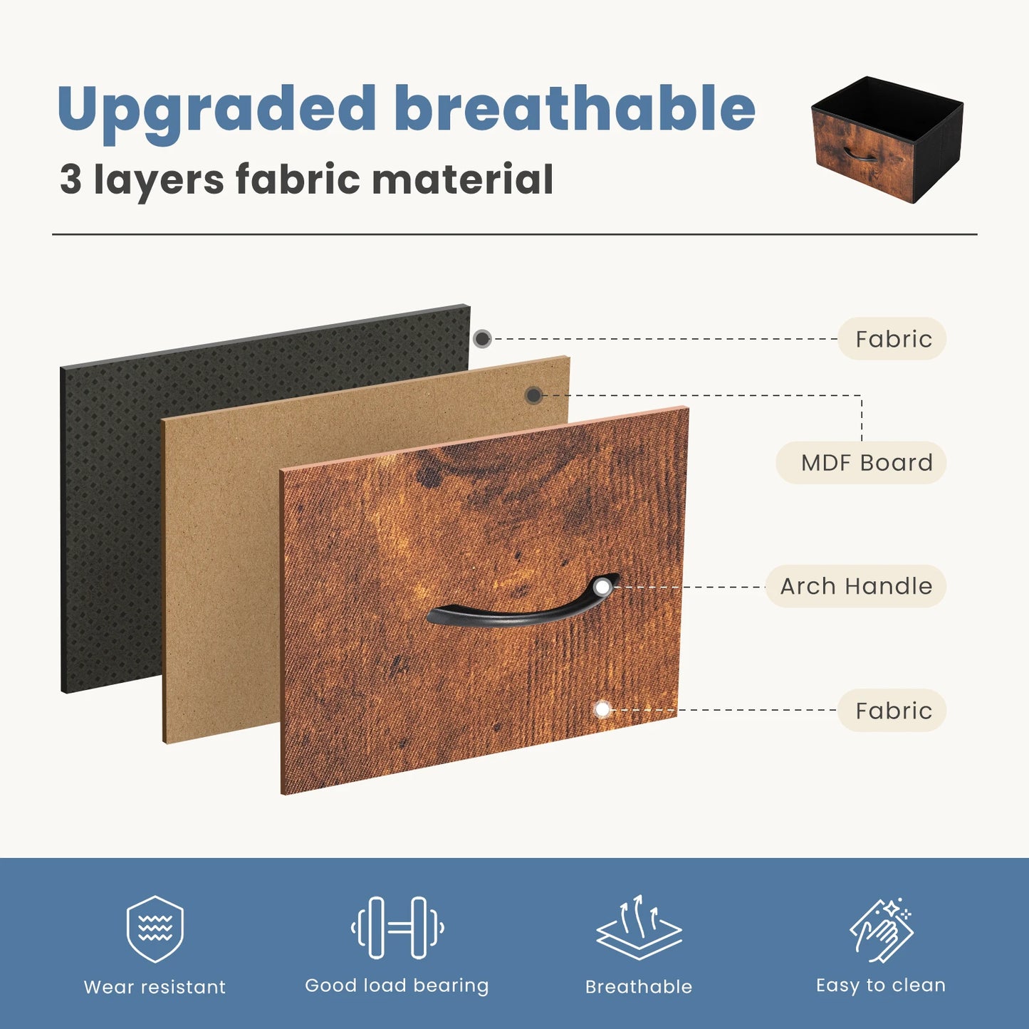 Dresser For Bedroom With 4 Fabric Drawers Nightstand Wardrobe