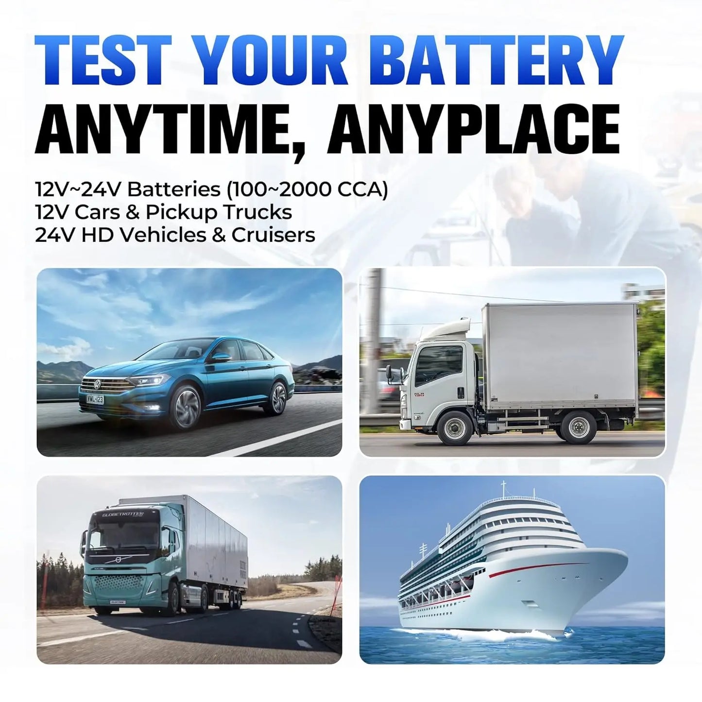Battery Tester Charging Cranking Test Tools for Car 24V/12V