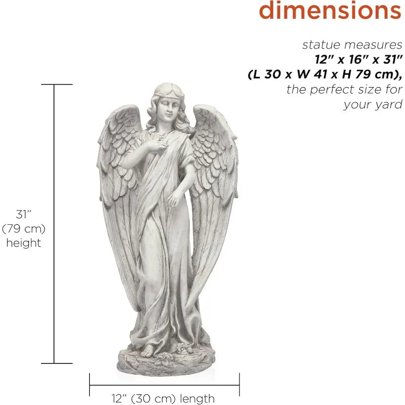 Angel Statue Yard Art Decoration, Light Gray