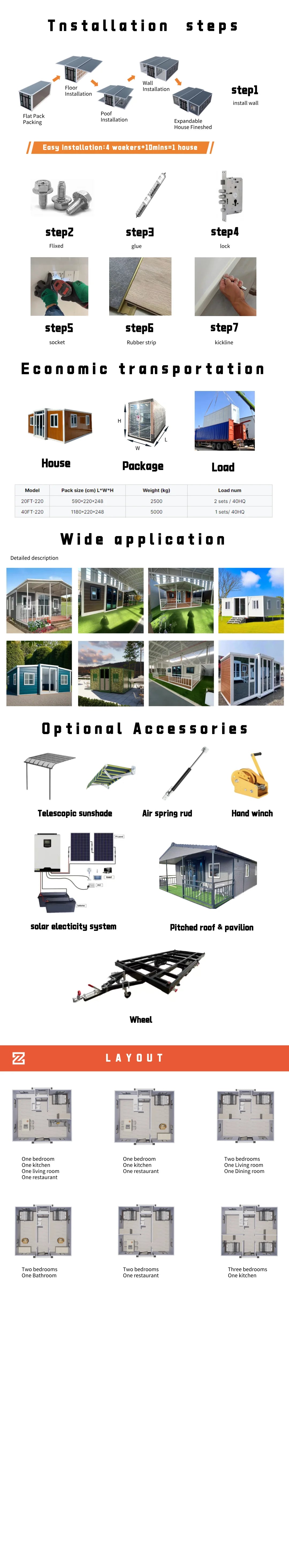 Customized 20ft 40ft Folding Prefab 2 Story Container House Luxury Expandable Container Houses Prefabricated Container Home