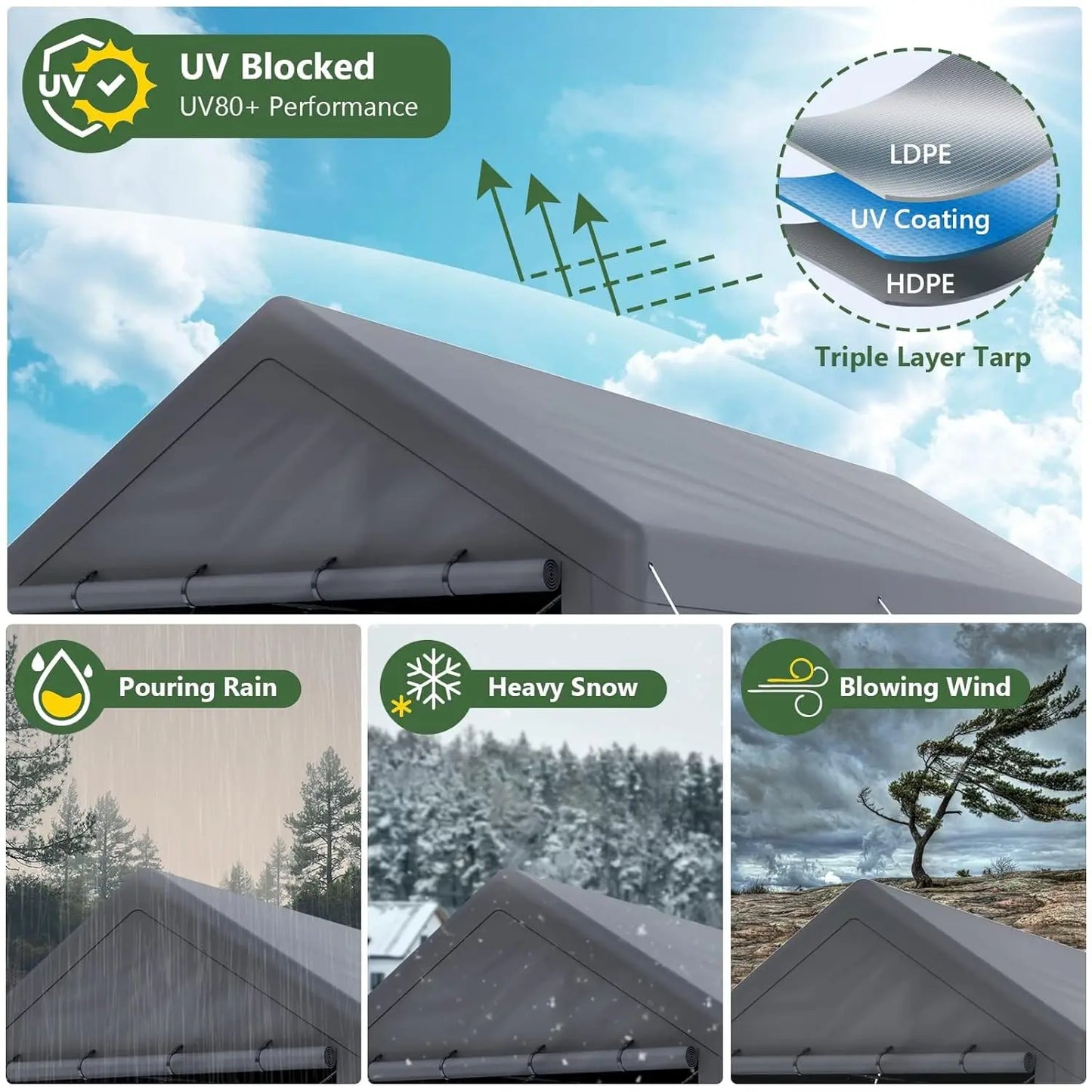 Carport 10x20 Ft Heavy Duty Canopy Steel Canopy Storage S