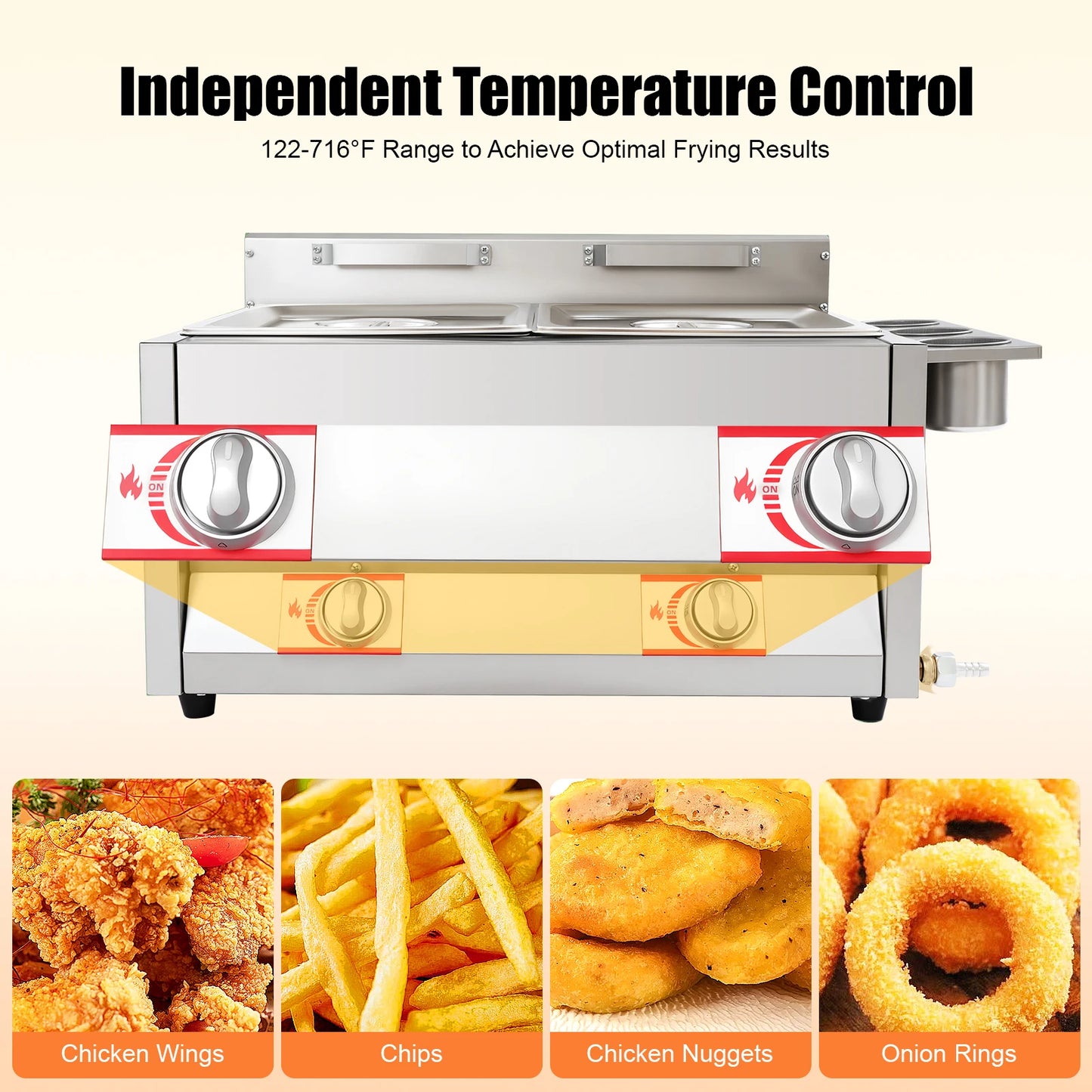 Dual Tank Commercial Gas Deep Fryer 6L Stainless Steel