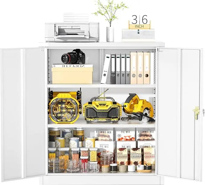 36" Metal Storage Cabinet with Wheels, Lockable Rolling Metal Garage Cabinets