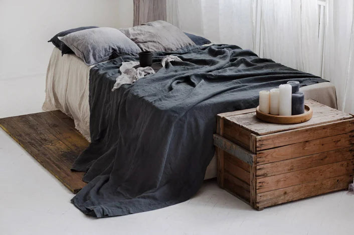 1Piece Washed French Bed linens Pure linen 100% Bedsheets Stone