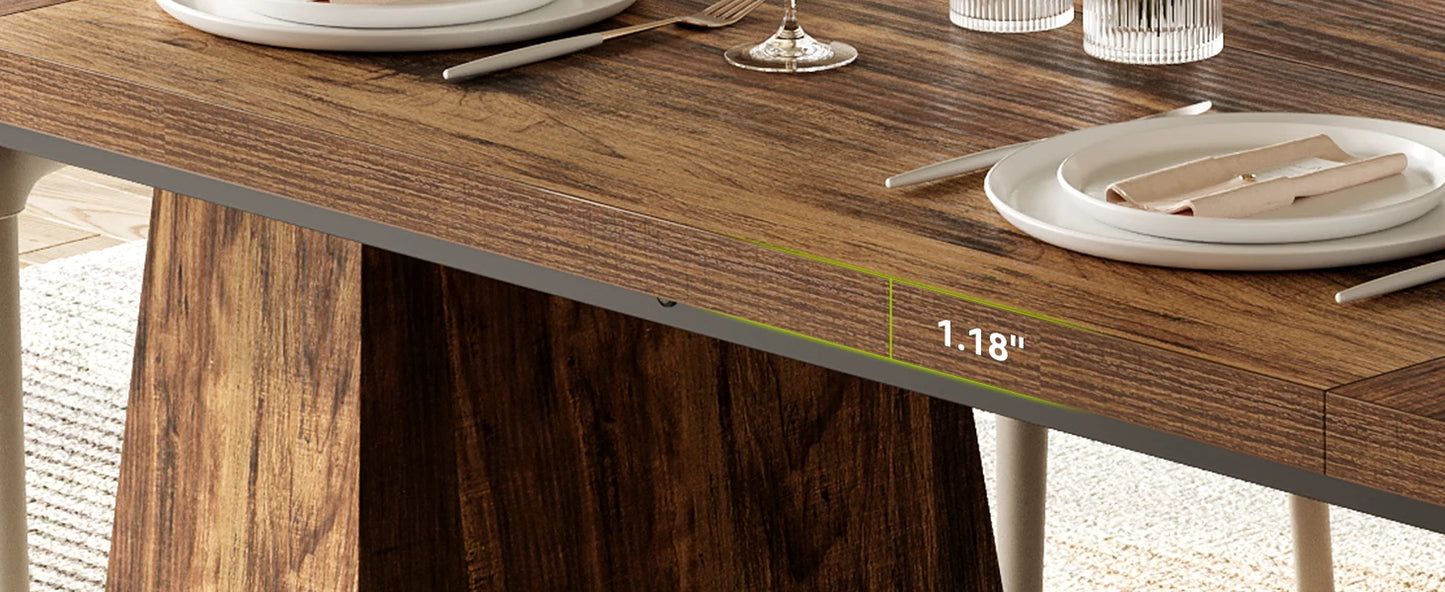Dining Table for 6 People, Rectangle Table with Heavy Duty Legs,