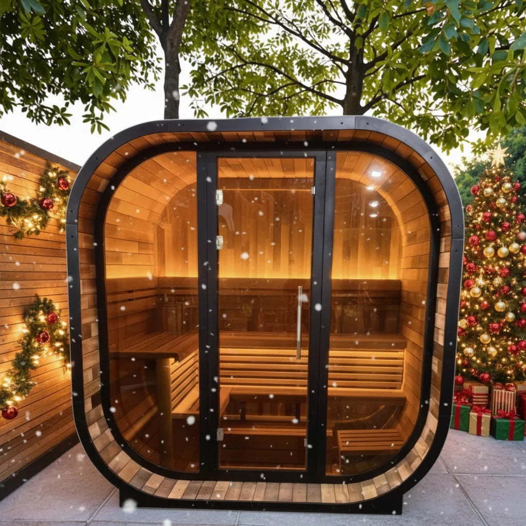Modern Dry Sauna Room Spliced Redwood 4-6 Person Large Luxury