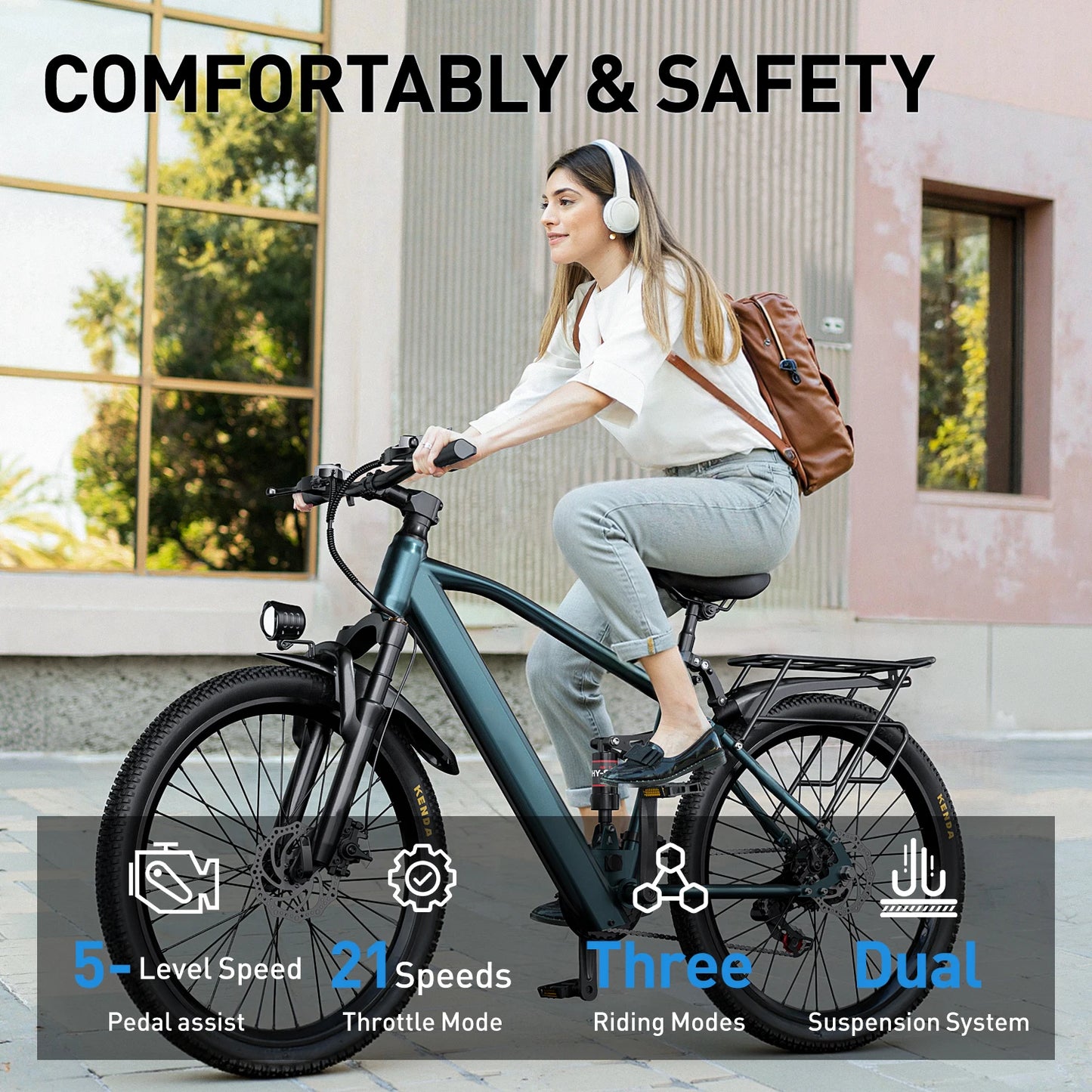 Adults Electric Bicycle, 26" 24" Electric Mountain Bike with 36V Battery, 21 Speed