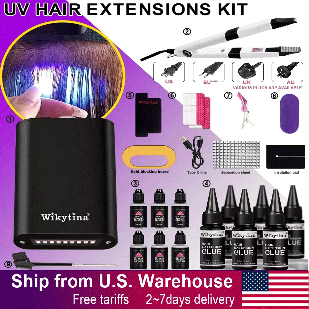 Advanced V Light Hair Extension Tools Kit with UV Glue Hair Extension Machine