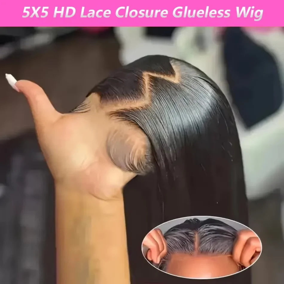 Straight Human Hair Wigs Frontal Wig Glu less