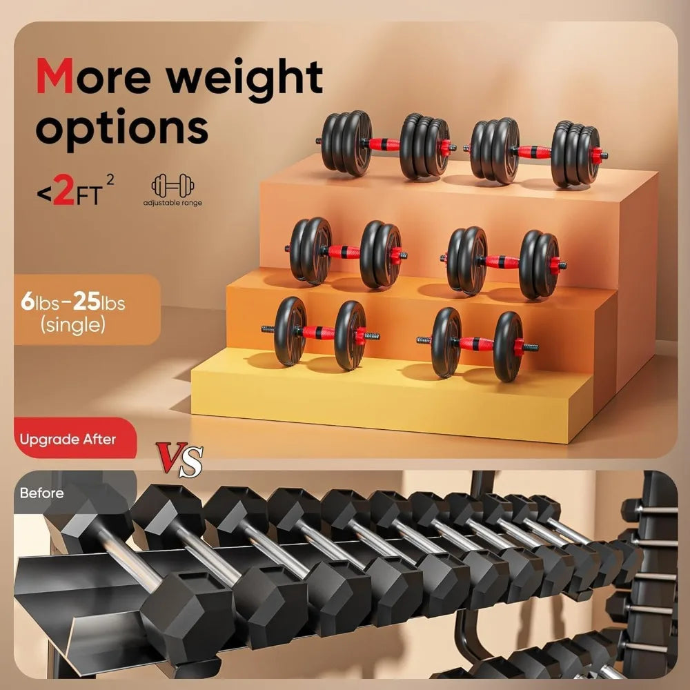 Adjustable Dumbbells, 20/30/45/70/90lbs  Weight Set Free with Connector