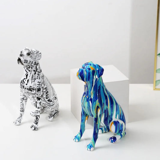 Creative Art Splash Color Painted  Room Color Boxer  Dog Ornaments Decor