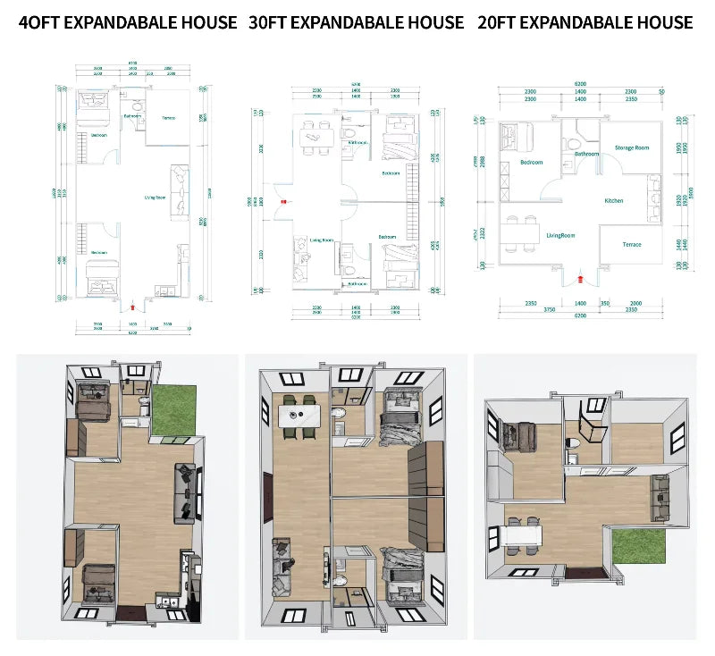 Prefab Houses Module Customized Outdoor Factory Container Home Foldable Tiny 2 3 4 Bedroom Living Container House 20Ft 40Ft