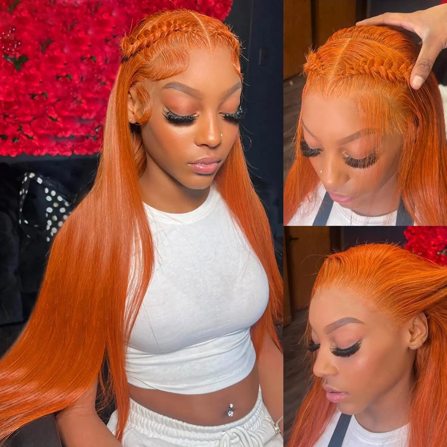 Ginger Wig Human Hair 30 Inch 200 Density 13x6 HD Lace Front
