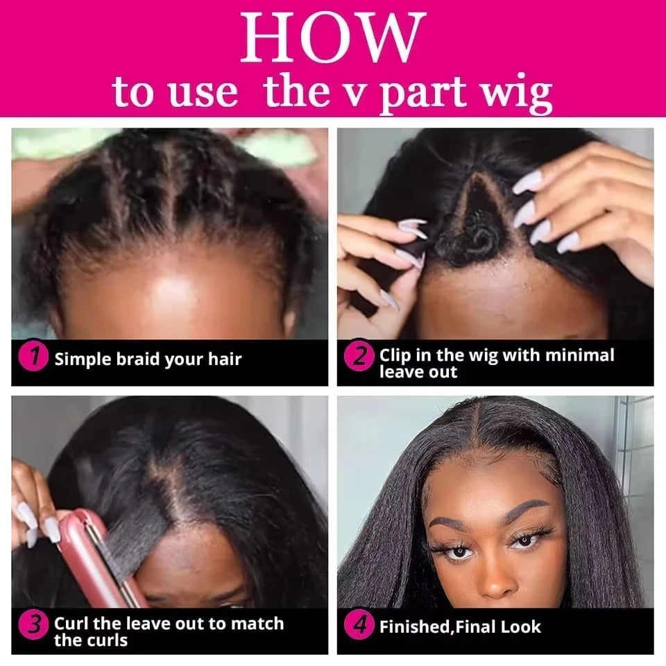 Wig Invisible Strap HD 360 Lace Front Wigs Human Hair Kinky Straight 250 Density