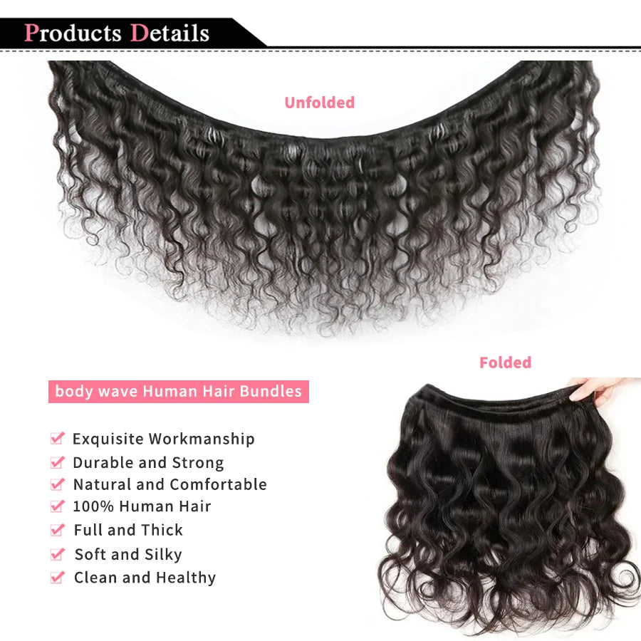 Hair Weave Bundles 100% Natural Black Human Hair Extensions