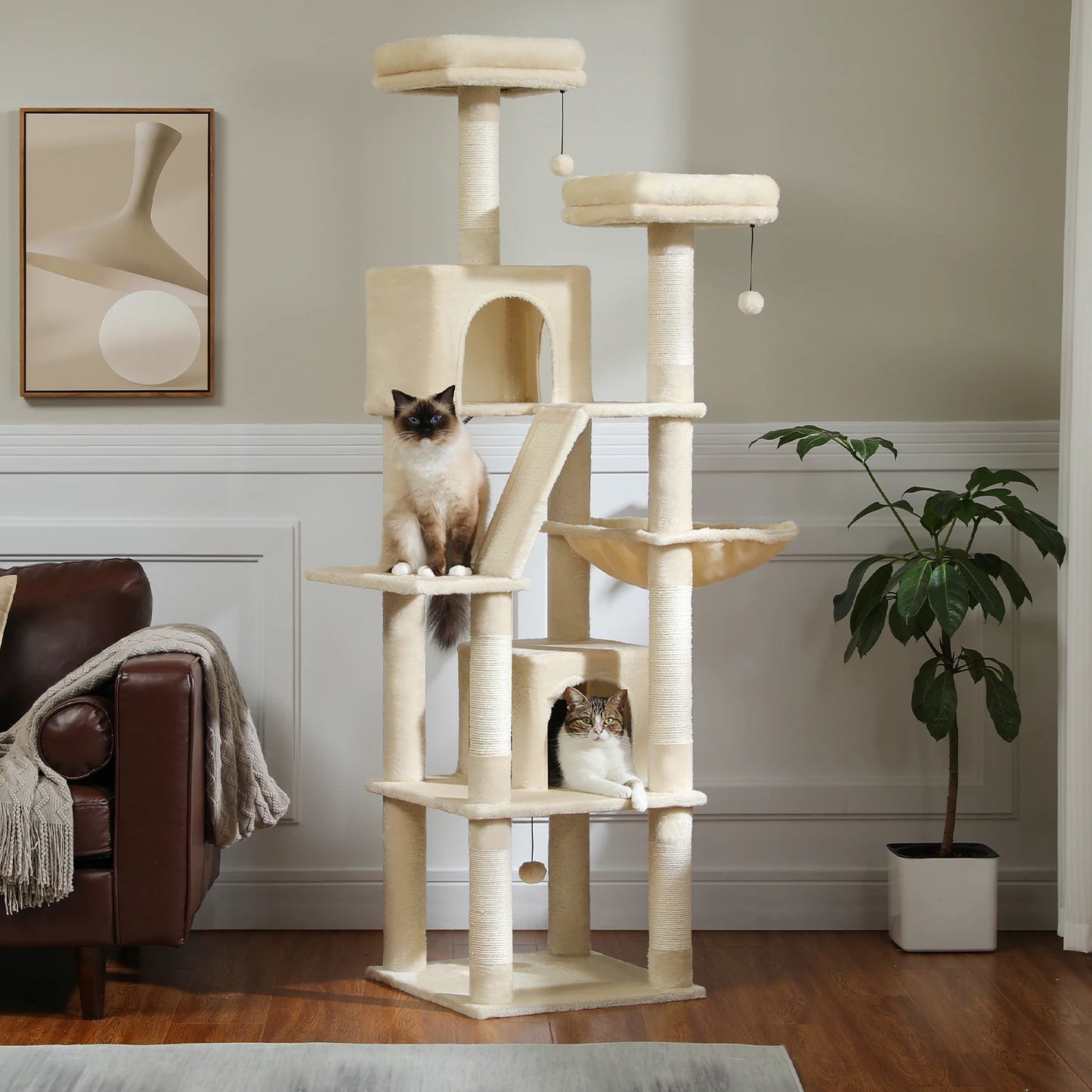 Large Cat Tree Tall Cat Tower for Indoor Cats Multi-Level Plush Cat Condo