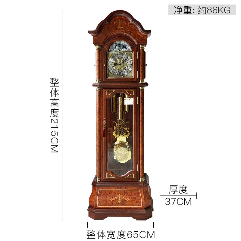 Vertical mechanical floor clock Living room European-style villa seat clock Chinese retro classical pendulum clock