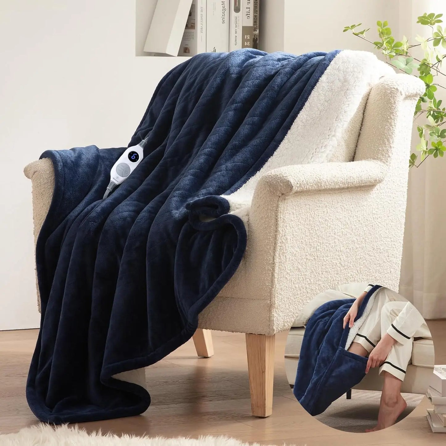 Electric Blanket with Foot Pocket for Adults Ultra Soft Flannel
