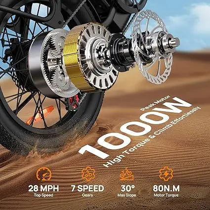 Electric Bike | 48V 13Ah Removable Battery, 20MPH, 20''X3" Fat Tire, 7-Speed