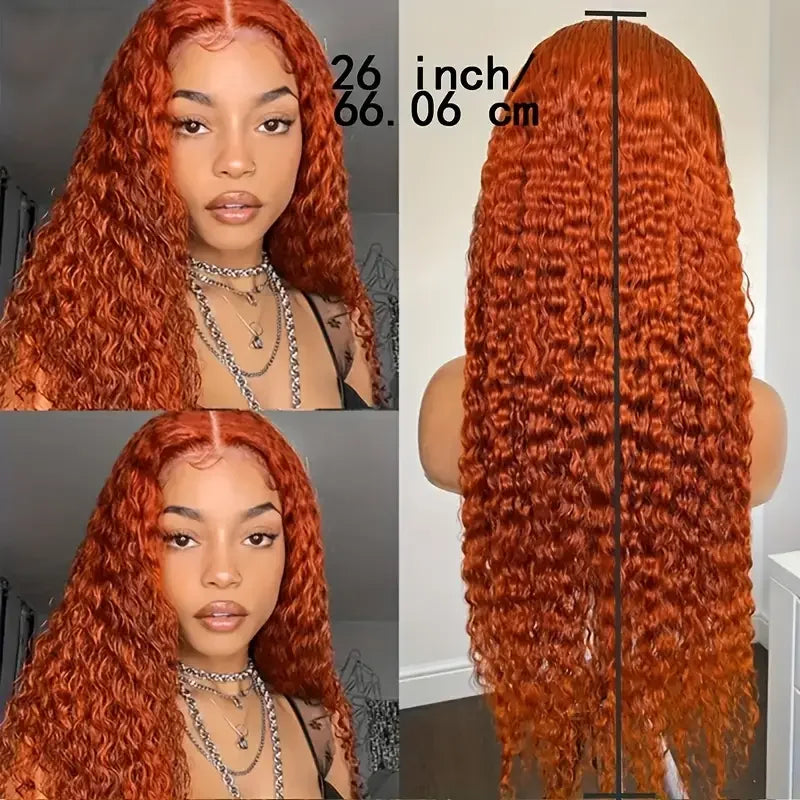 250 Density 350 Orange Ginger Curly Human Hair Wigs