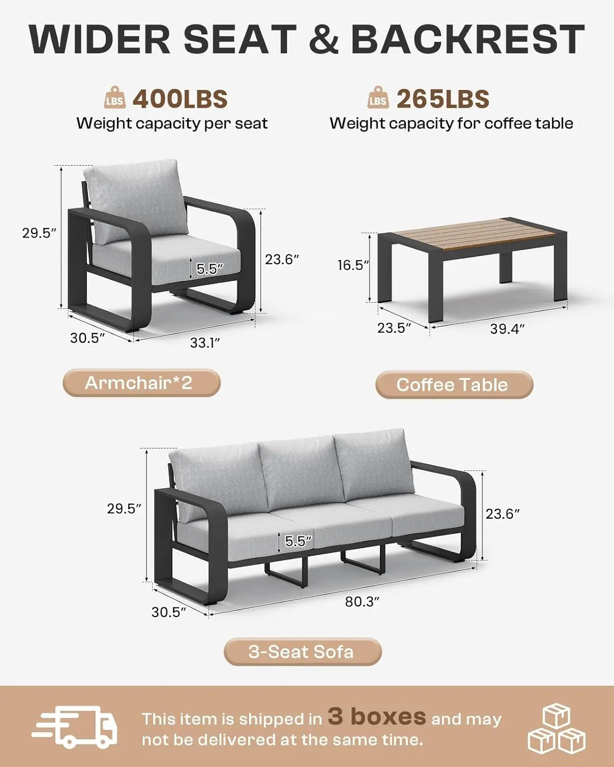 4pc Aluminum Patio Conversation Set