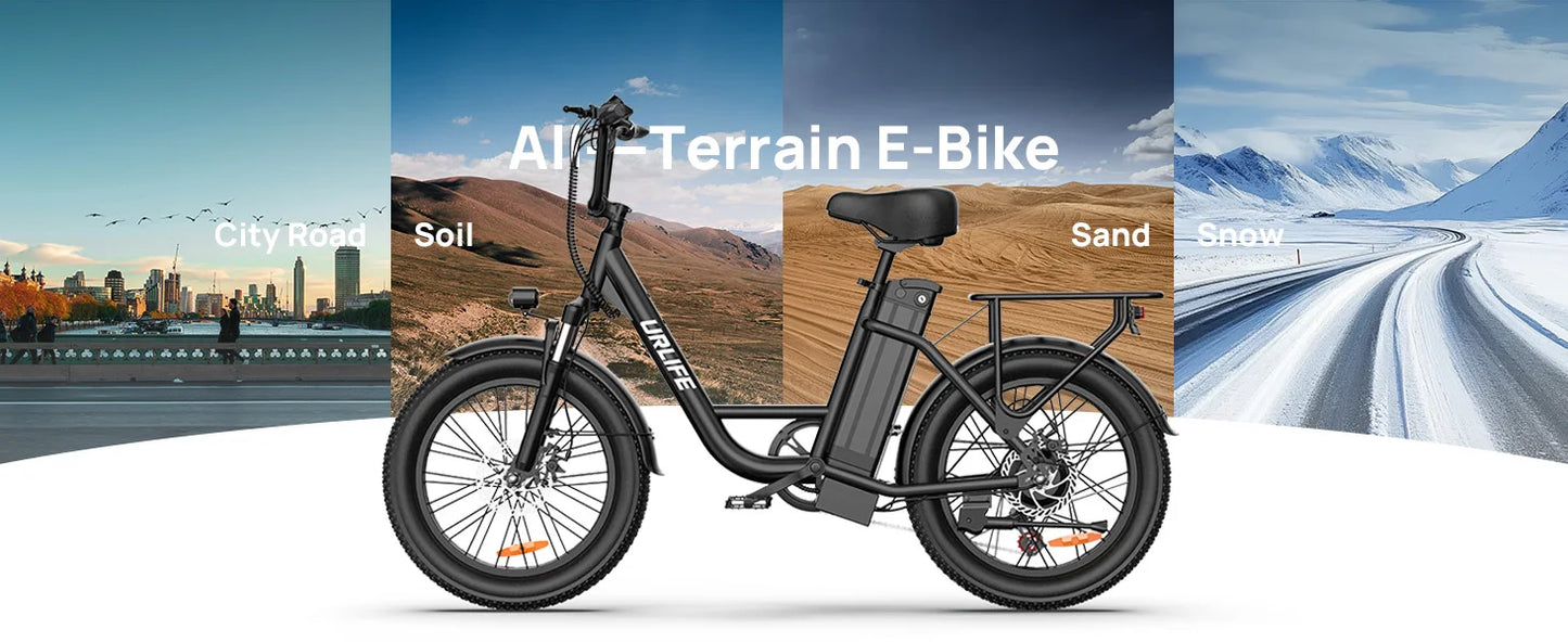 Fat Tire Electric Bike 48V 13Ah Removable Battery 20MPH 7-Speed