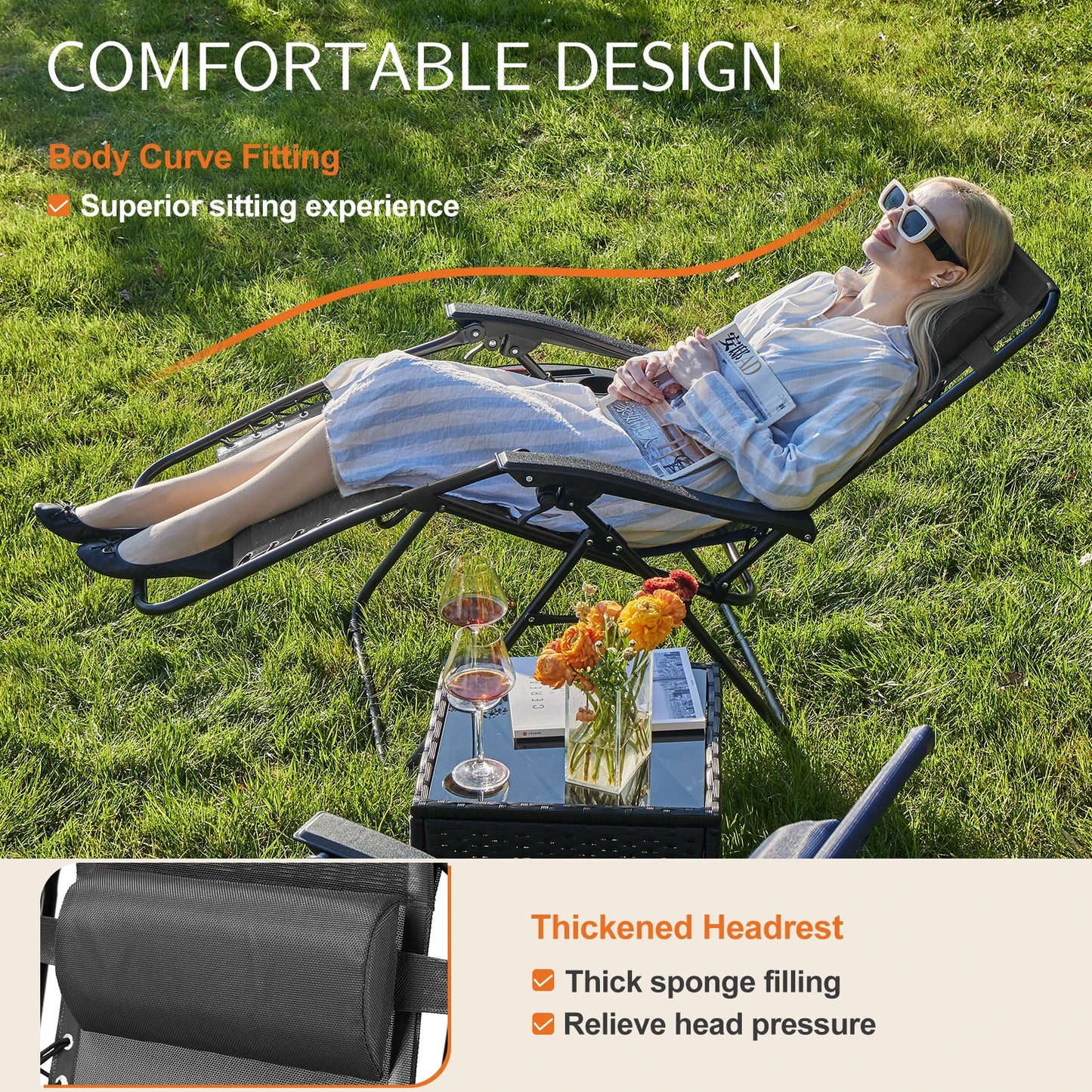 Zero Gravity Set of 2 Portable Recliner Camping Patio Out door