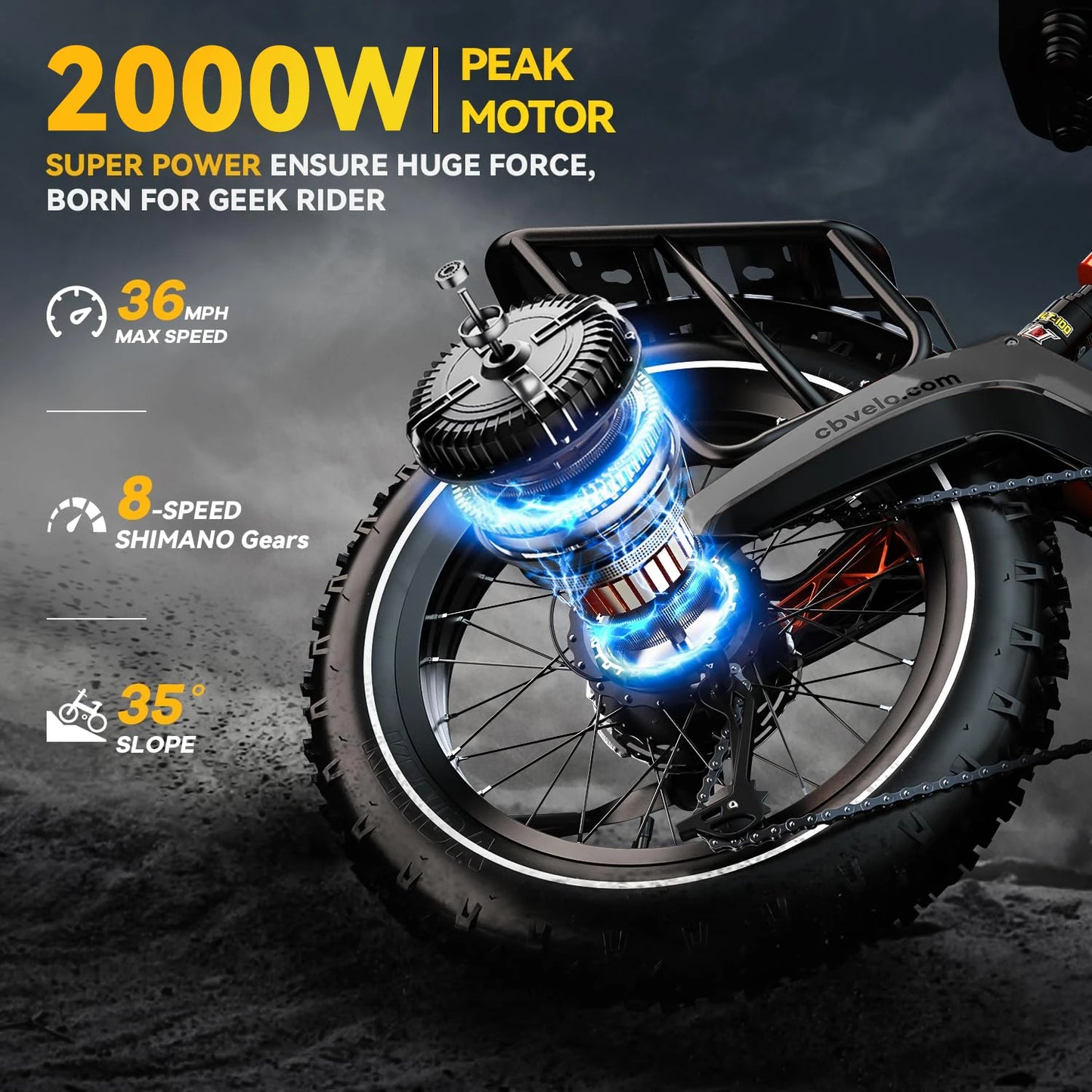 Folding Electric Bike for Adults, 35MPH 100Miles,  Fat Tire
