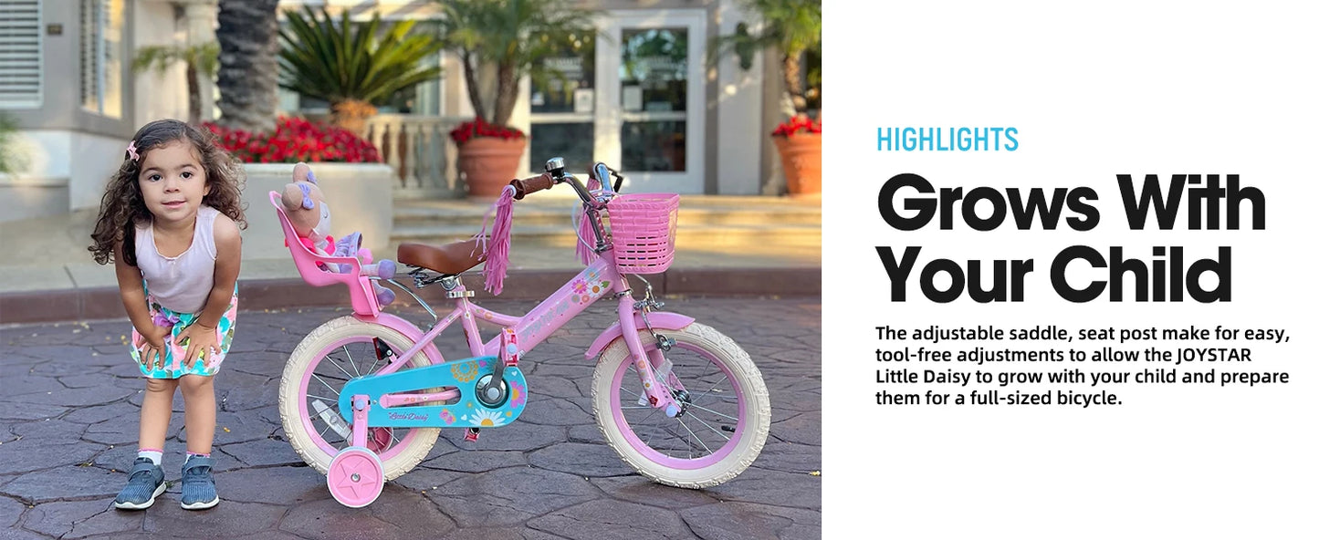 Kids Bike for Girls Ages 2-7 Years,  Bikes with Doll Bike Seat & Streamers,