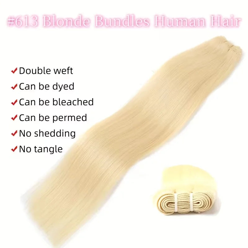 Straight 613 Blonde Color1/3/4 Brazilin an Hair Bundles Sight Weave Remy Human Hair Wig