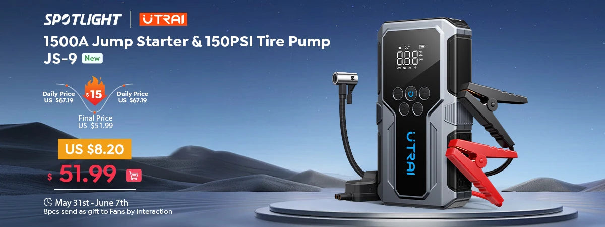 4 In 1 2000A Jump Starter Power Bank 16000mAh 150PSI Air Compressor