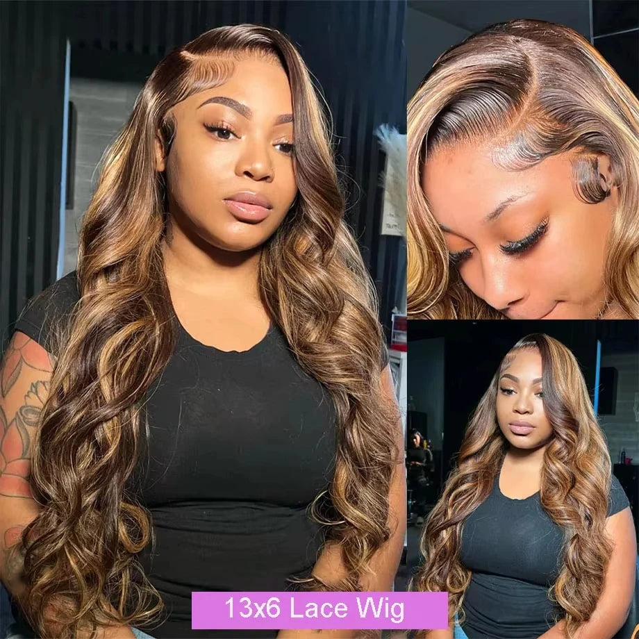 Colored Highlight Human Hair Wigs