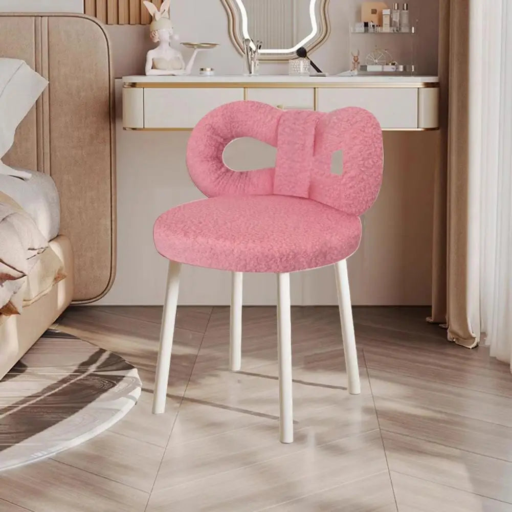 Vanity Stool with Bowknot Backrest