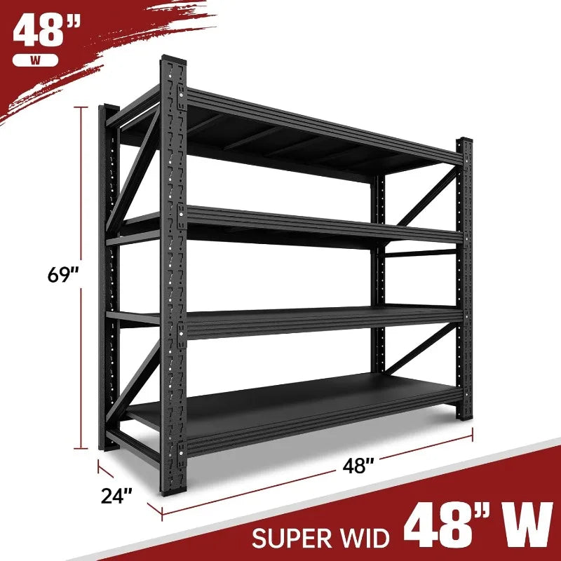 3000LBS Storage Shelves,48" W Heavy Duty Metal Adjustable Garage Shelves,