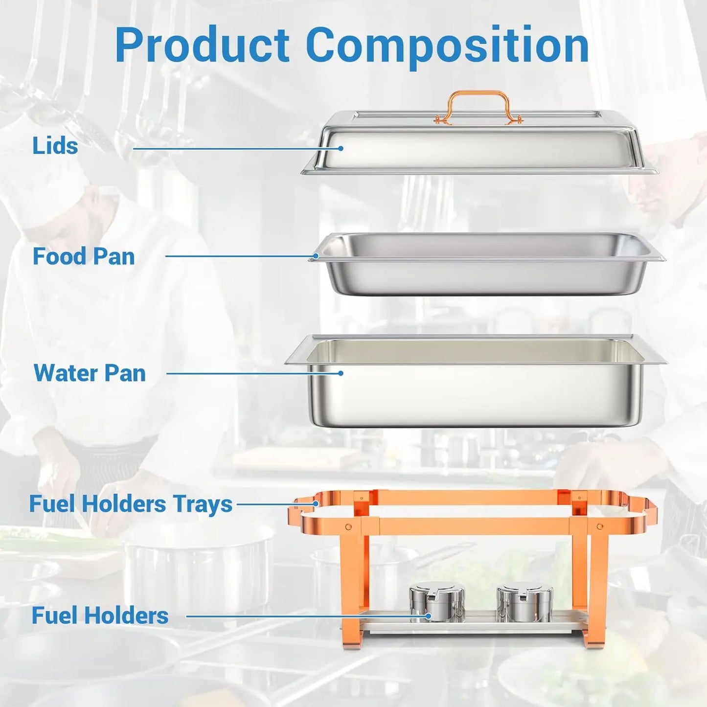 Buffet Stainless Steel Chafers and Buffet Warmers Sets,
