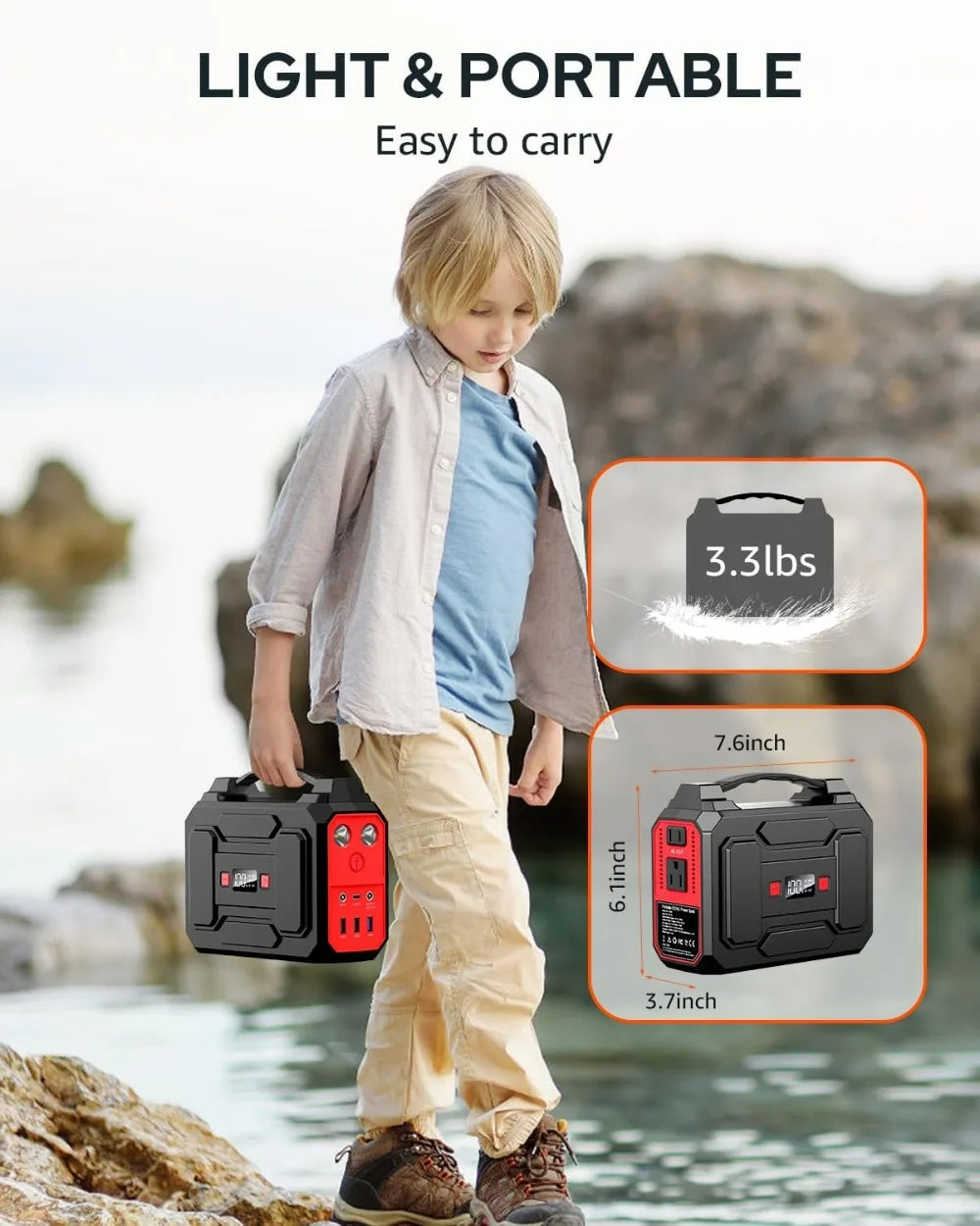 200W Solar Generator with 40W Panel, 146Wh Portable Power Station