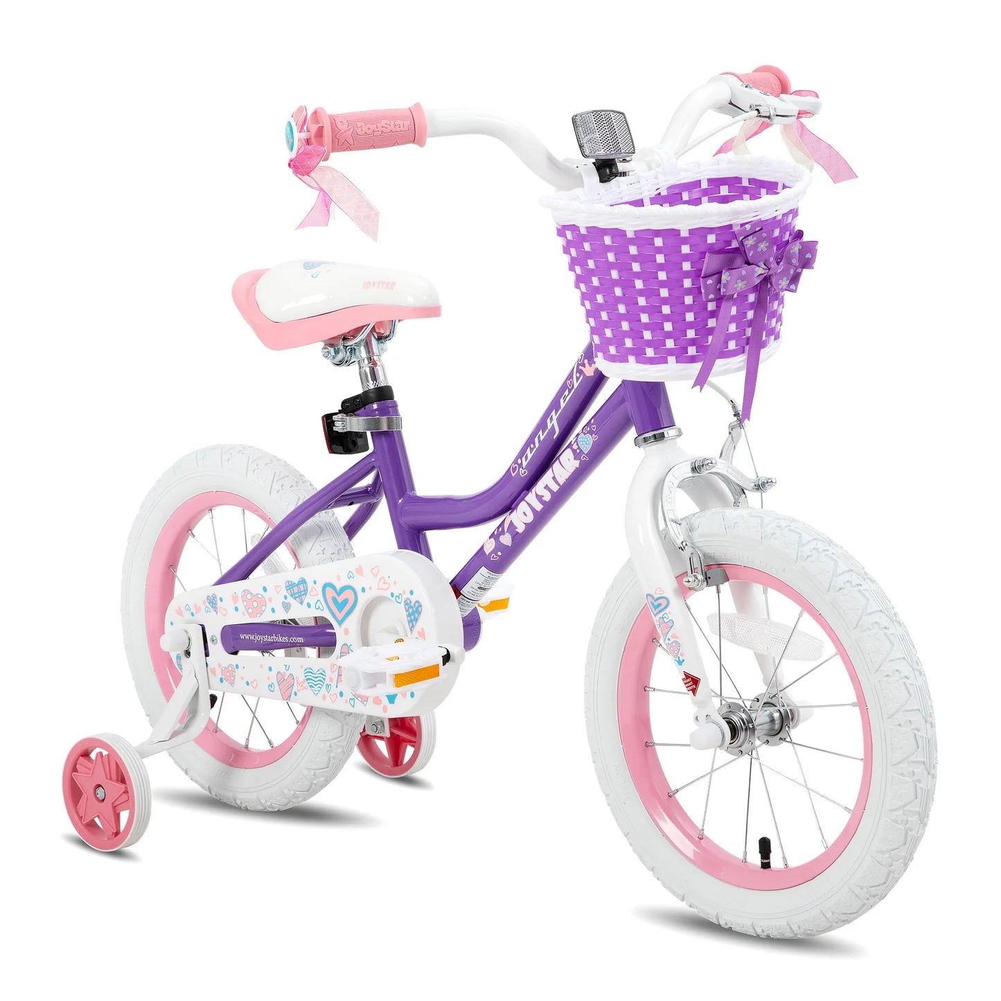 Girls Bike with Basket & Training Wheels Kids Bike Foot Brake