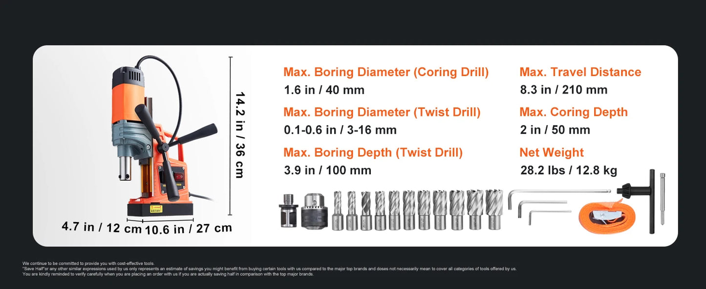 1300W 1400W 2" Electric Drilling Machine Magnetic Drill Boring