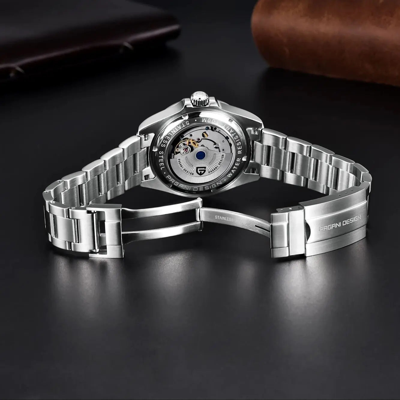 Men's GMT Automatic Mechanical Watches Stainless Steel 10Bar Sport BWG-9 Clock