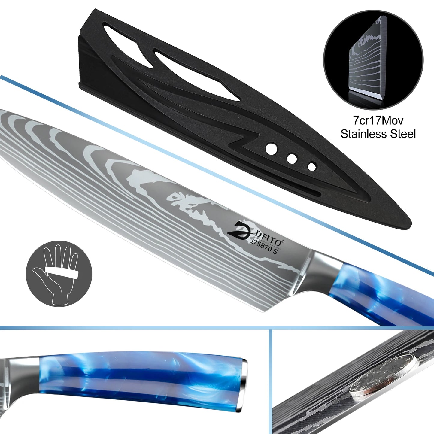 8PCS Chef Knife Kitchen Knives Set Utility Boning Knife